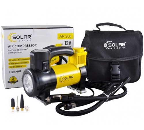 Автомобильный компрессор Solar AR206 с LED фонарем